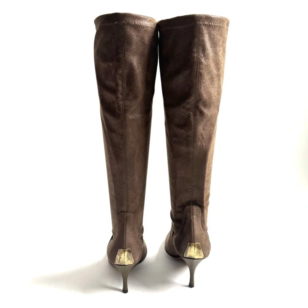 Donald J Pliner Suede Leather Knee High Boots Kitten Heels Sock Pull On Sz 10M